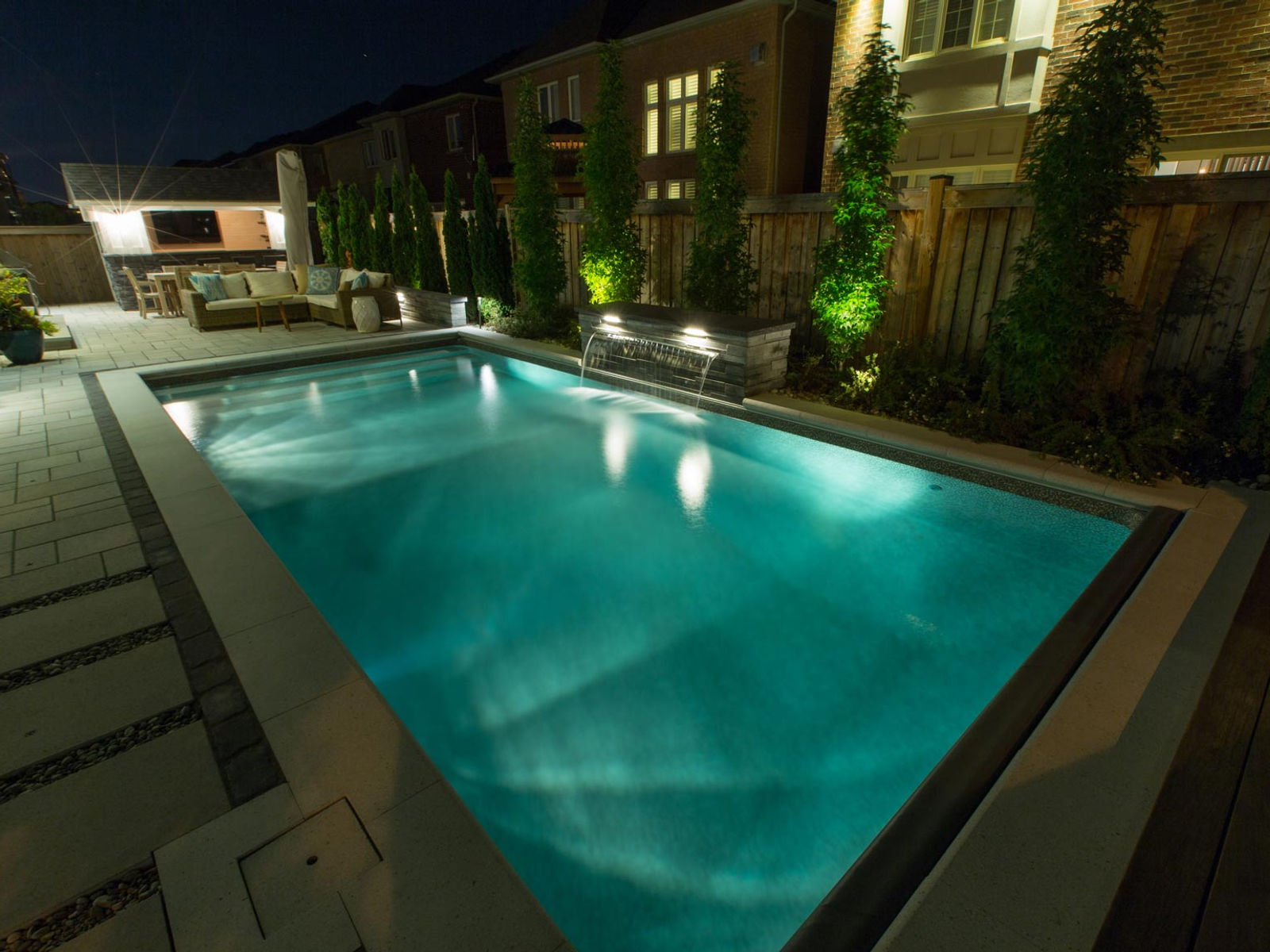 Moonlit Rectangle — Vinyl Liner · Water Feature in Bucks County, PA